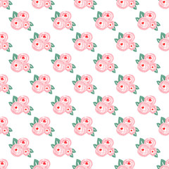 Watercolour flowers, soft pink roses with leaves pattern.