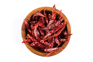 dried chili on white background