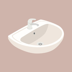 ceramic washbasin  vector illustration flat