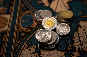 Coins on the table