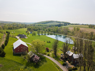 Aerial of Farmland and Farm Homes in Aspers, Pennsylvania