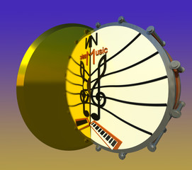 Music sign 3D illustration 2. on gradient background. Musical instruments, symbols, text. Collection.