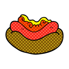 cartoon doodle hotdog in a bun