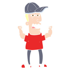 flat color illustration of a cartoon stressed man