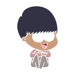 happy flat color style cartoon boy