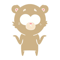 flat color style cartoon bear shrugging shoulders