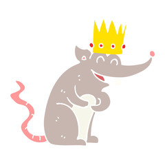 flat color style cartoon rat king laughing
