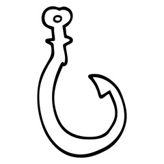 line drawing cartoon big fish hook