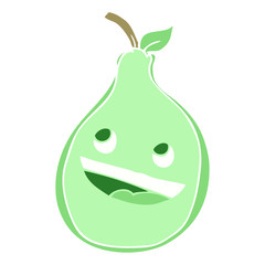 flat color illustration of a cartoon pear