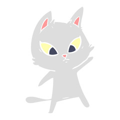 confused flat color style cartoon cat