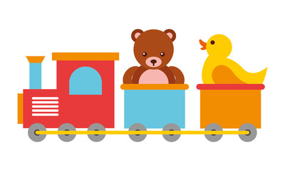 toys kids train bear and rubber duck