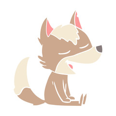 flat color style cartoon wolf laughing