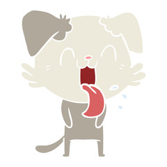 flat color style cartoon panting dog