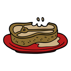 cartoon doodle well cooked meat