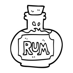 line drawing cartoon old bottle of rum