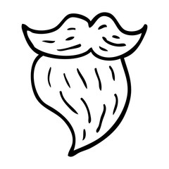 line drawing cartoon mans facial brown beard