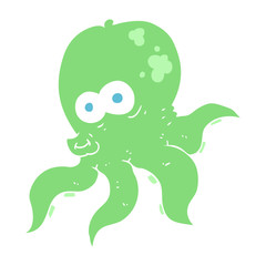 flat color illustration of a cartoon octopus