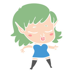 pretty flat color style cartoon elf girl