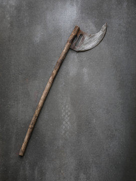poleaxe on gray background