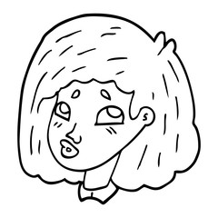 line drawing cartoon face of a girl