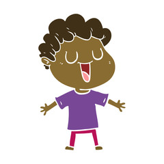 laughing flat color style cartoon man