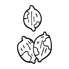 line drawing cartoon nuts in shells