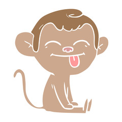 funny flat color style cartoon monkey sitting