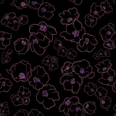 Flowers pattern Black&Pink