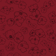 Flowers pattern Red background
