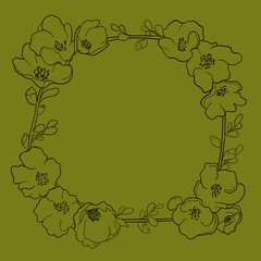 Flowers wreath Green background