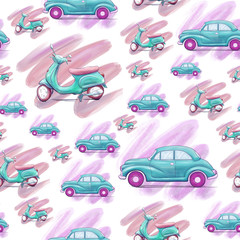 Moto & Auto pattern Blue & Pink colour