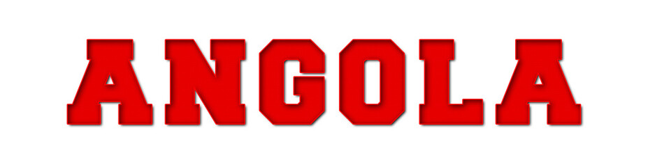 Angola - red text written on white background