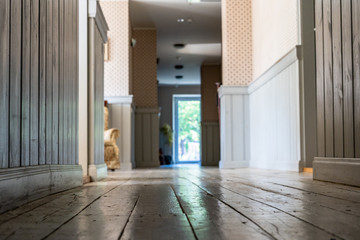Epty Hotel Hallway with Wooden Board Floor