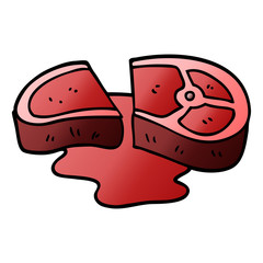 cartoon doodle rare steak