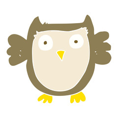 flat color illustration of a cartoon owl