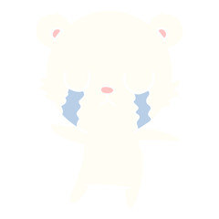 crying polar bear flat color style cartoon