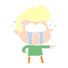 flat color style cartoon crying man