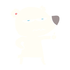 angry bear polar flat color style cartoon giving thumbs up