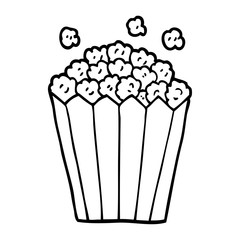 line drawing cartoon popcorn