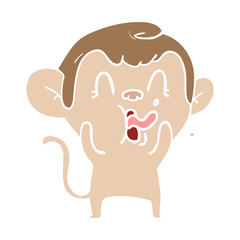 crazy flat color style cartoon monkey