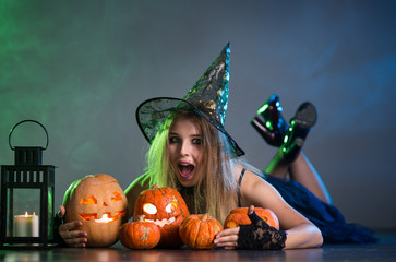 Young woman witch conjures