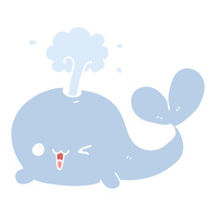 flat color style cartoon whale
