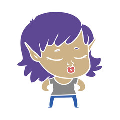 pretty flat color style cartoon elf girl