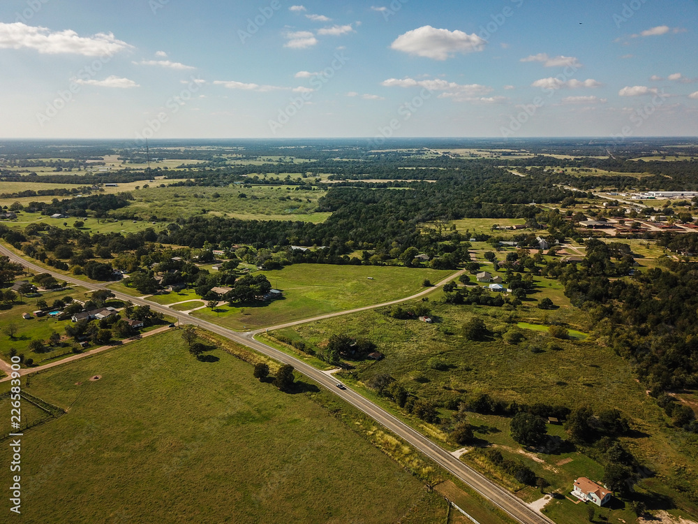 Wall mural Aerial of Rural Sommervile, Texas in between Austin and Houston