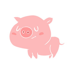 cute flat color style cartoon pig