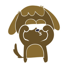 flat color style cartoon tired dog