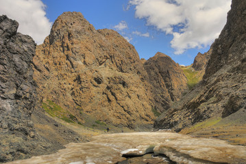Yolyn Am  -  gorge in the Gurvan Saikhan Mountains of southern Mongolia.
