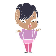 flat color style cartoon surprised girl
