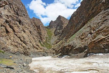 Yolyn Am  -  gorge in the Gurvan Saikhan Mountains of southern Mongolia.
