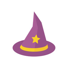 Fototapeta premium Hat of a witch or wizard. Accessory for Halloween, party, children's holiday, birthday. Vector illustration EPS 10.